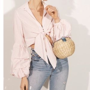 Pink and white Petersyn Silvia cropped top